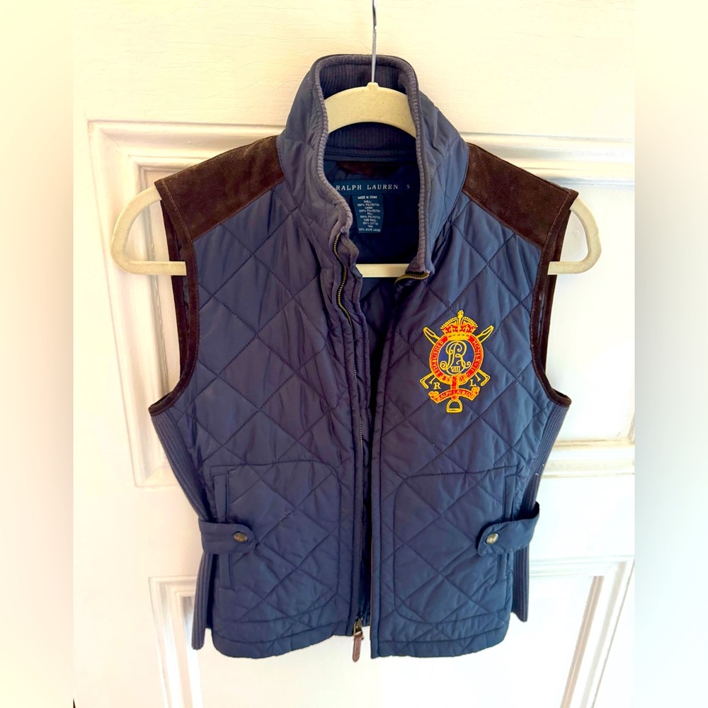 Vintage Ralph Lauren Quilted Vest Crest Hunting Equestrian – Blue Label